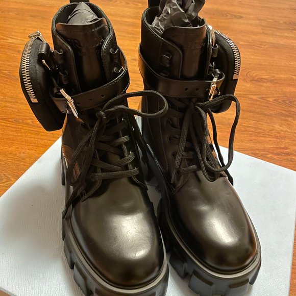 PRADA Leather Zip Pocket Combat Booties - Size 7(US) / 37 (EU) - Picture 7 of 7